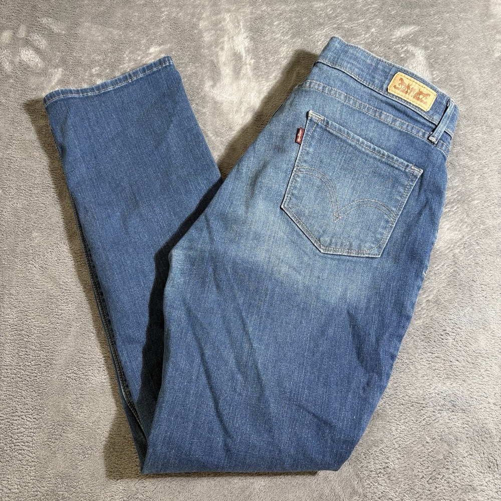 Levis 525 Straight Leg Perfect Waist Jeans Blue Wash Womens 30x30 Size 10